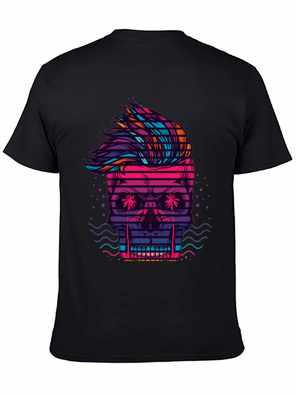 Neon Skull Graphic Tee - Retro Wave Style