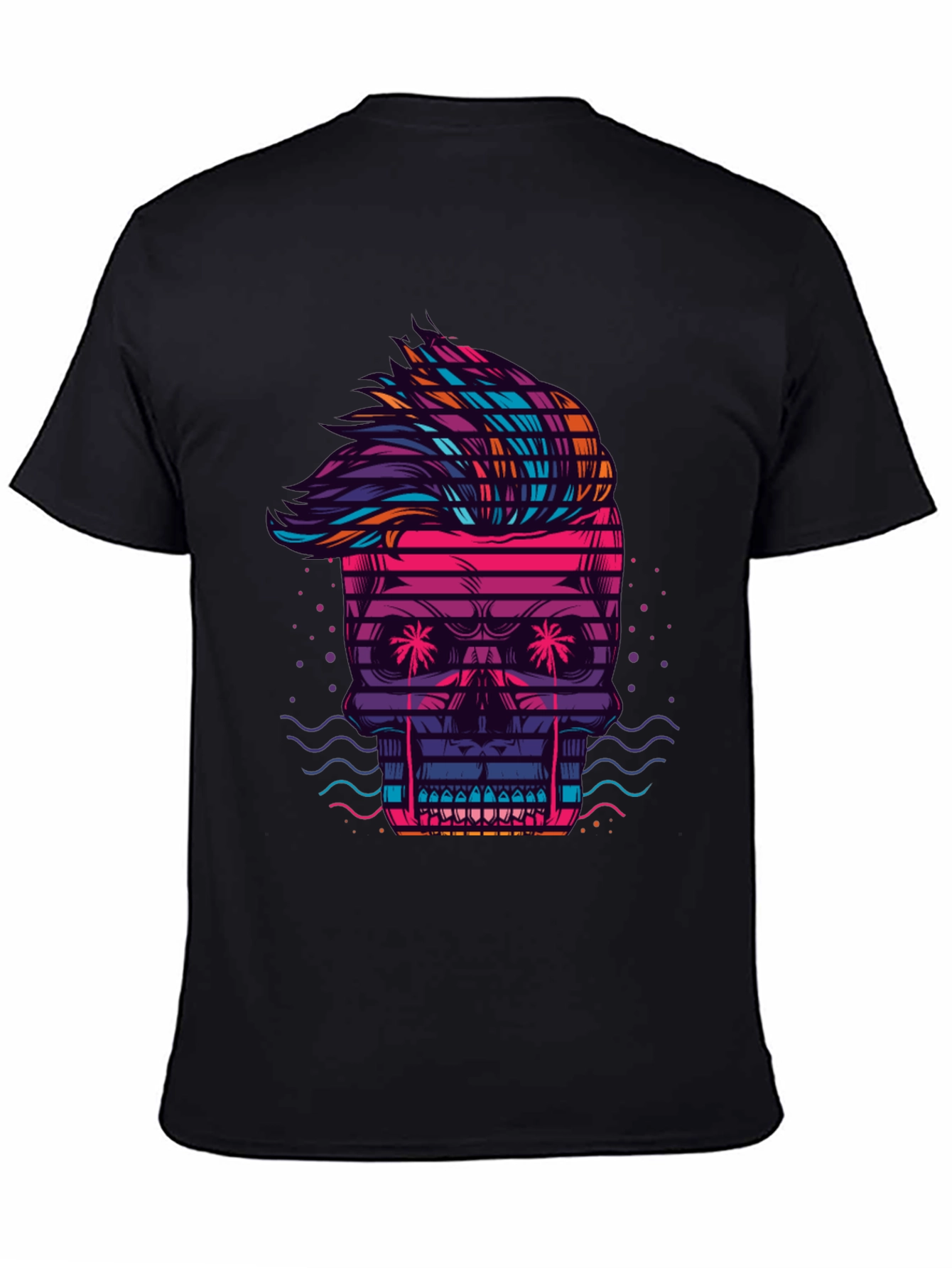 Neon Skull Graphic Tee - Retro Wave Style