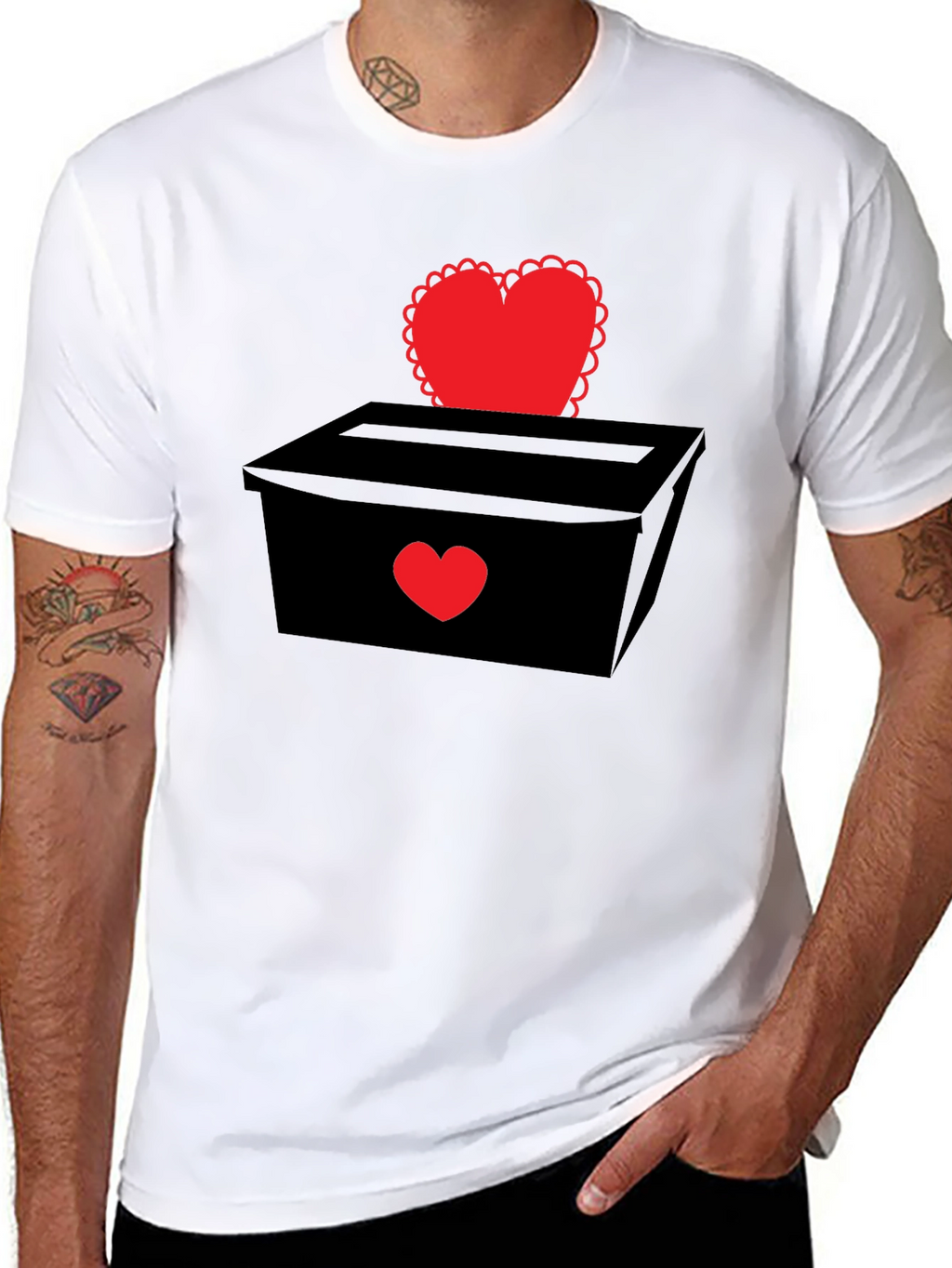 Heart Box Graphic T-Shirt - Romantic Valentines Day Tee