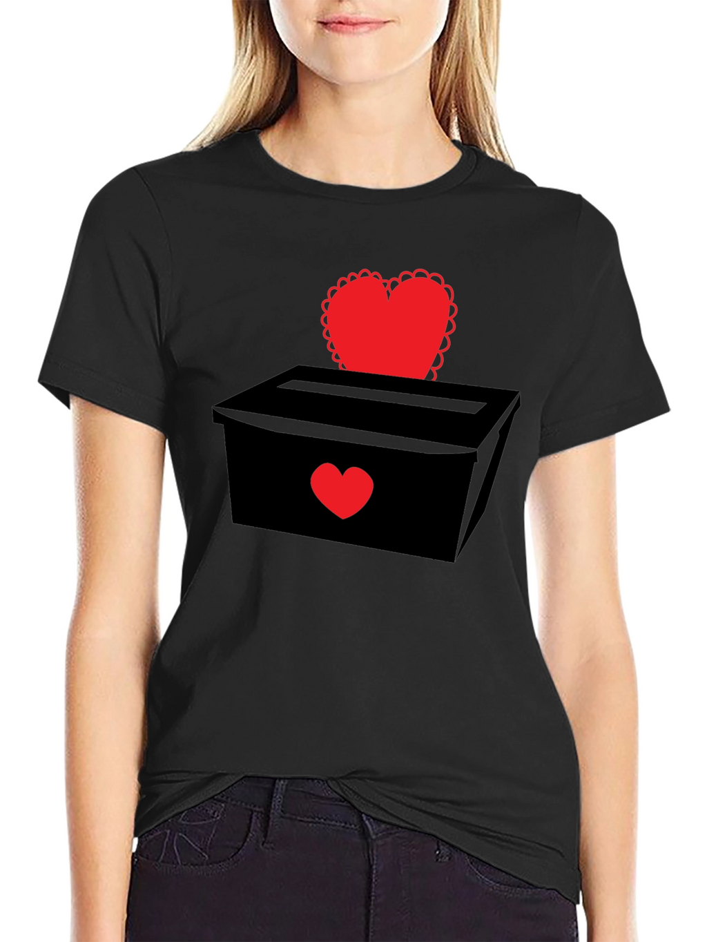 Heart Box Graphic T-Shirt - Romantic Valentines Day Tee