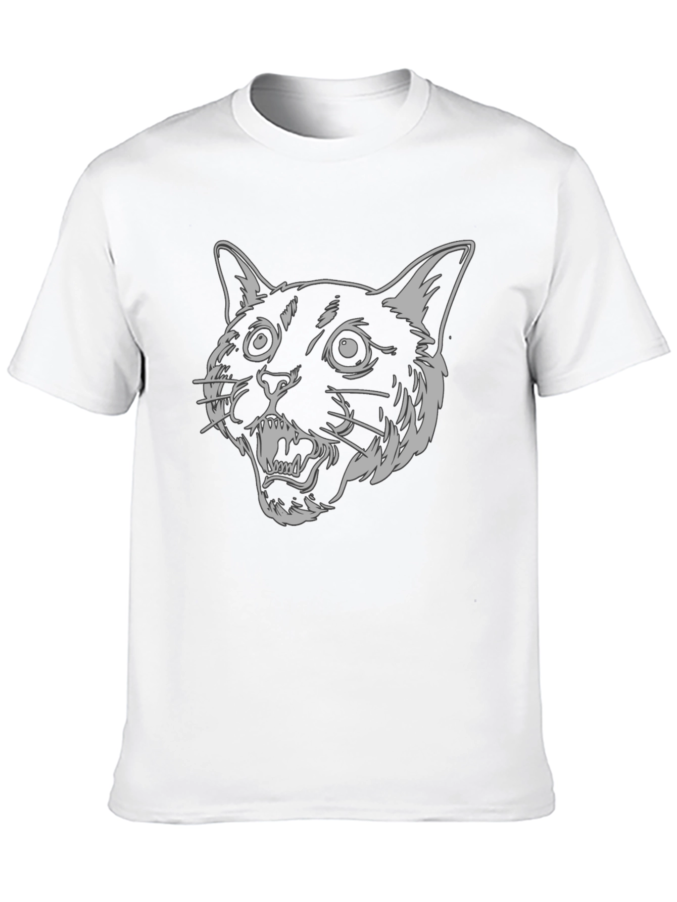 Mens Black T-Shirt - Graphic Cat Design