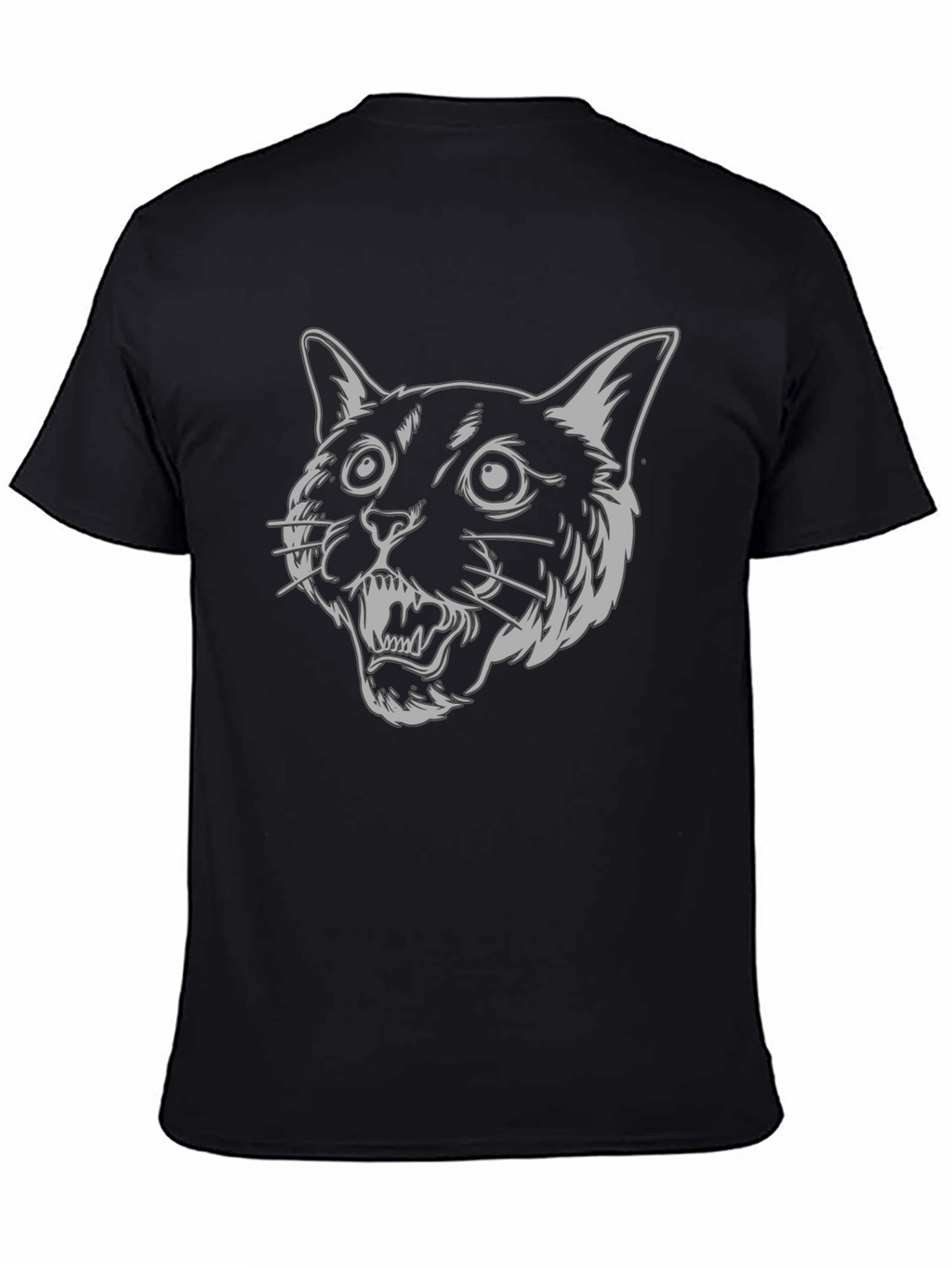 Mens Black T-Shirt - Graphic Cat Design