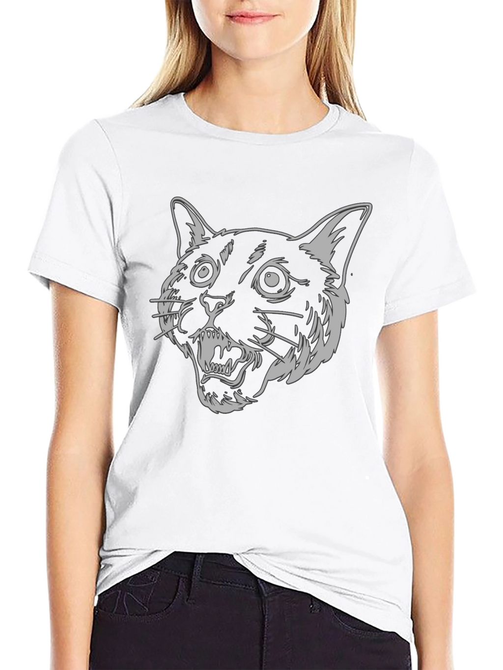 Mens Black T-Shirt - Graphic Cat Design