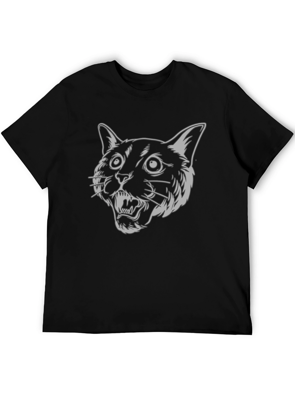 Mens Black T-Shirt - Graphic Cat Design