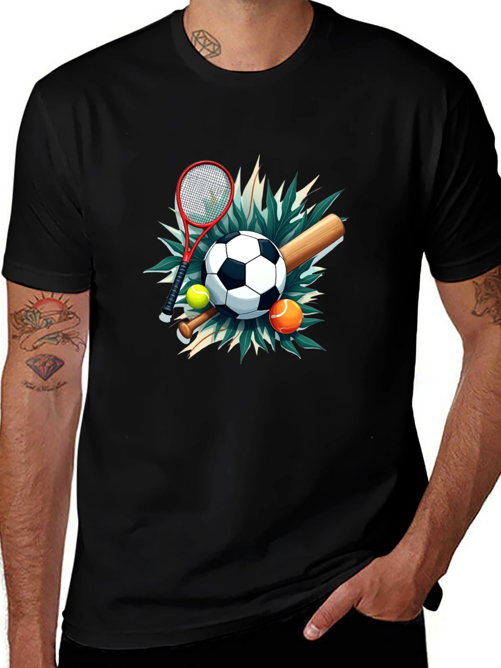 Sports Collage Black Tee