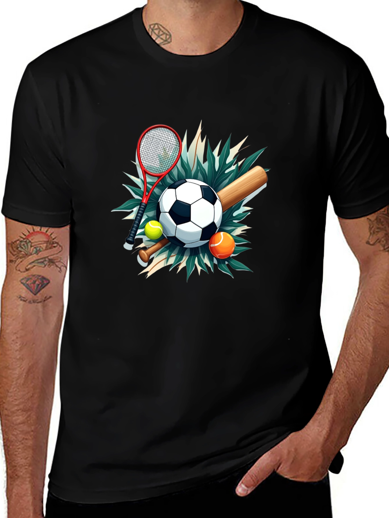 Sports Collage Black Tee