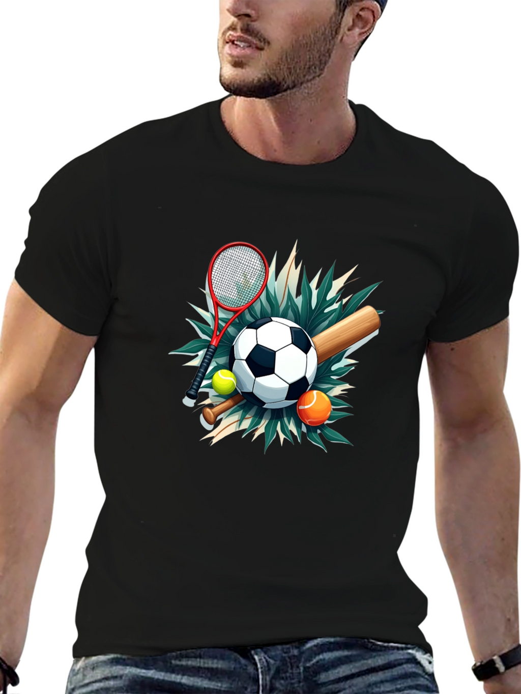 Sports Collage Black Tee