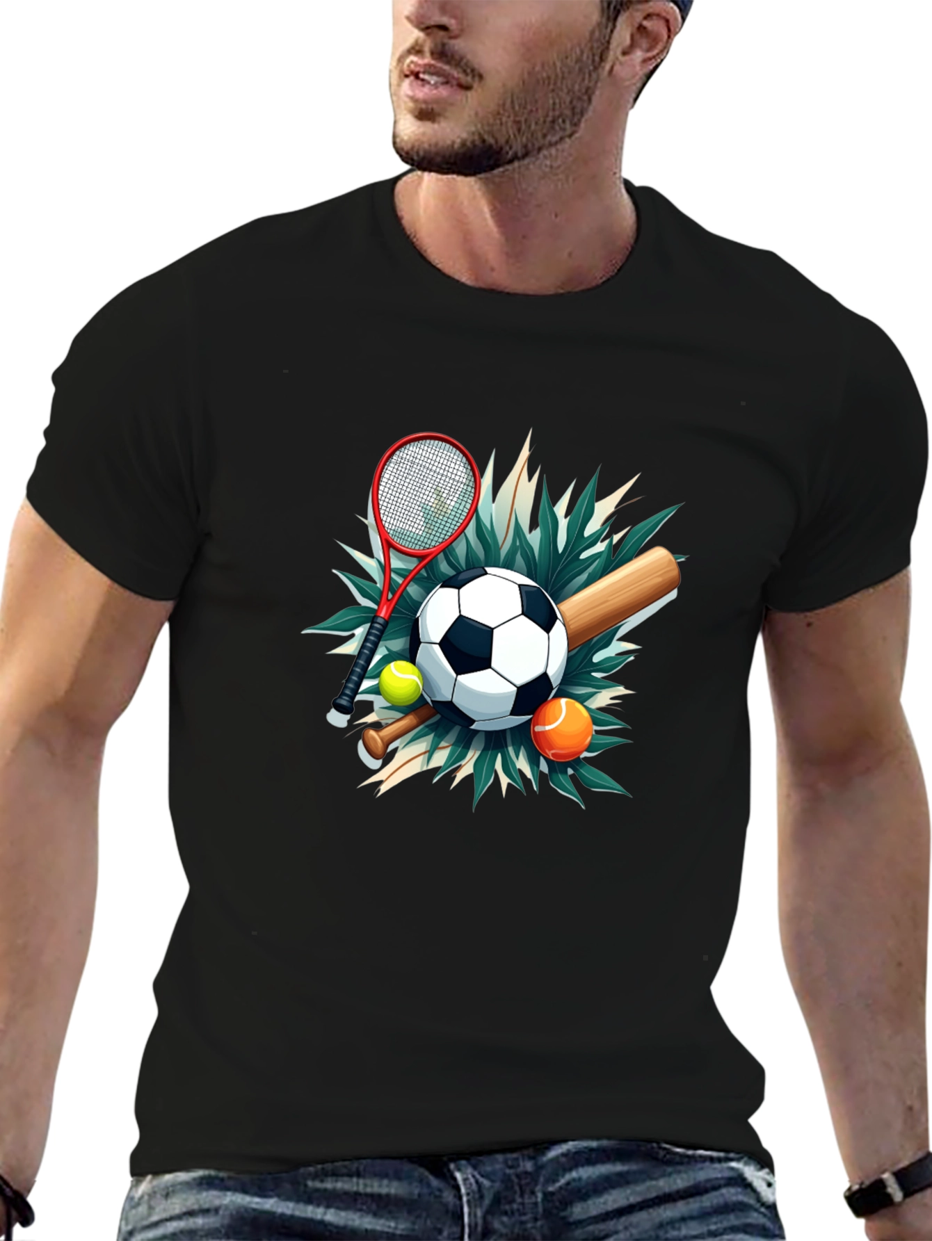 Sports Collage Black Tee
