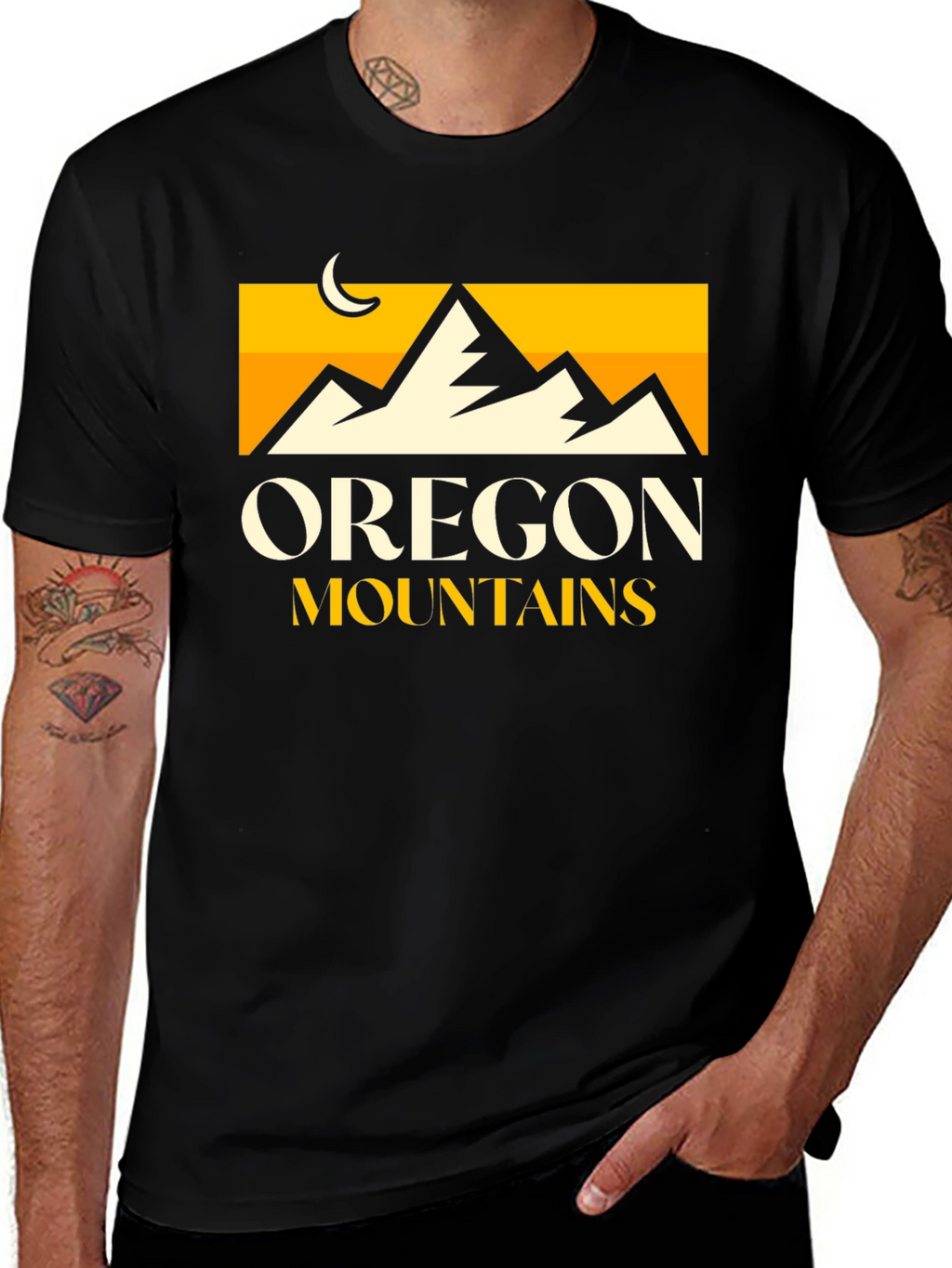 Oregon Mountains Graphic Tee - Black