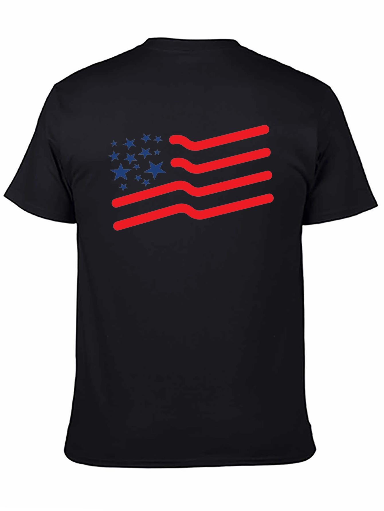 American Flag T-Shirt: Patriotic Wavy Stripes and Stars Tee