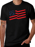 American Flag T-Shirt: Patriotic Wavy Stripes and Stars Tee
