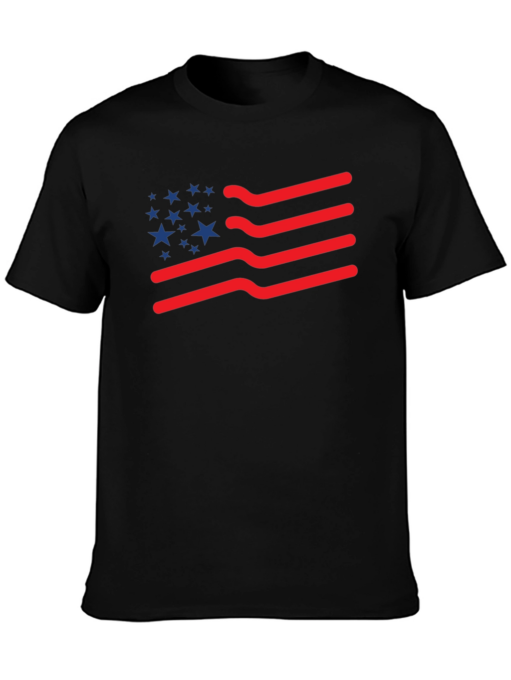 American Flag T-Shirt: Patriotic Wavy Stripes and Stars Tee