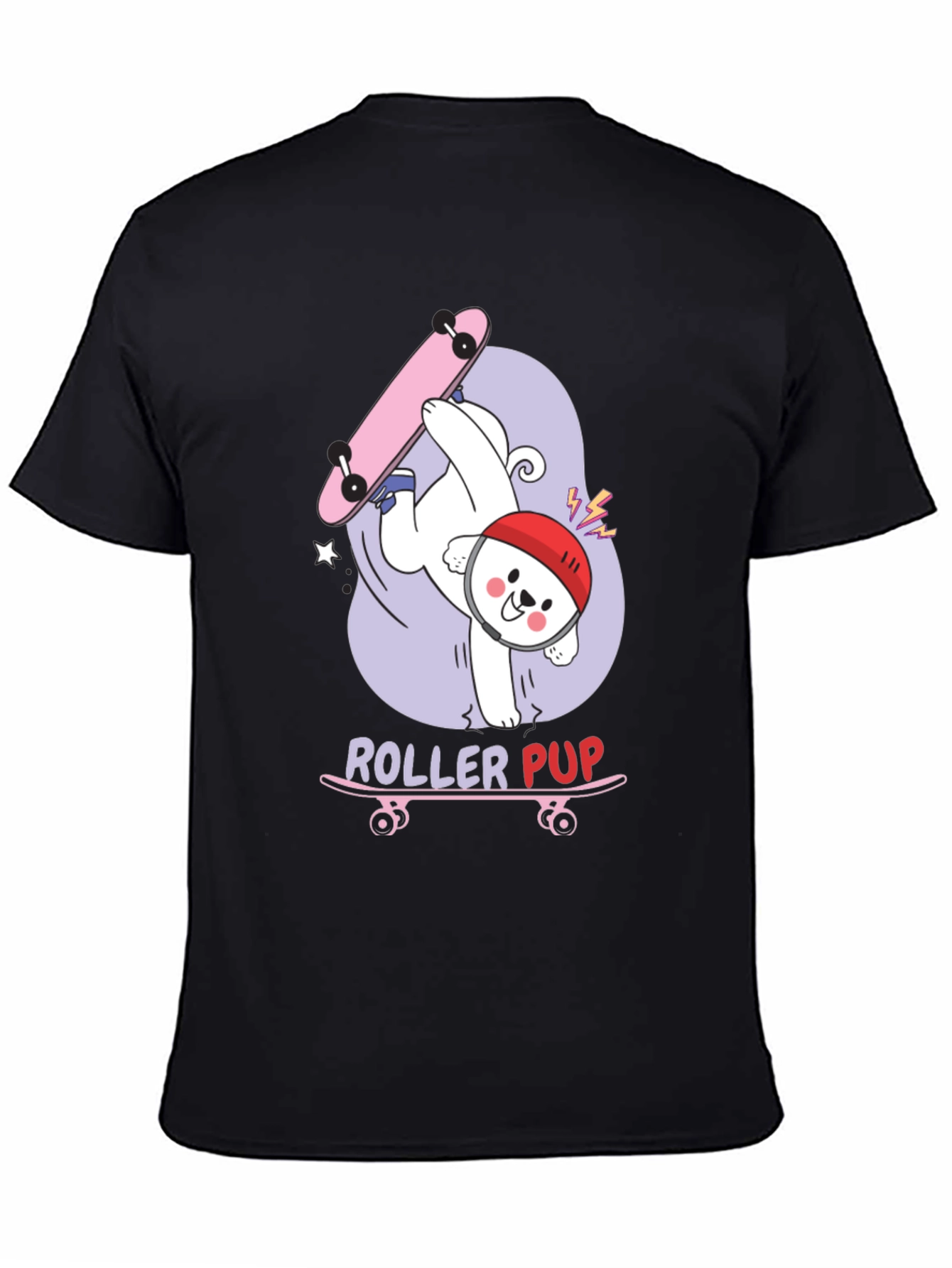 Roller Pup Graphic T-Shirt - Skateboarding Dog Tee