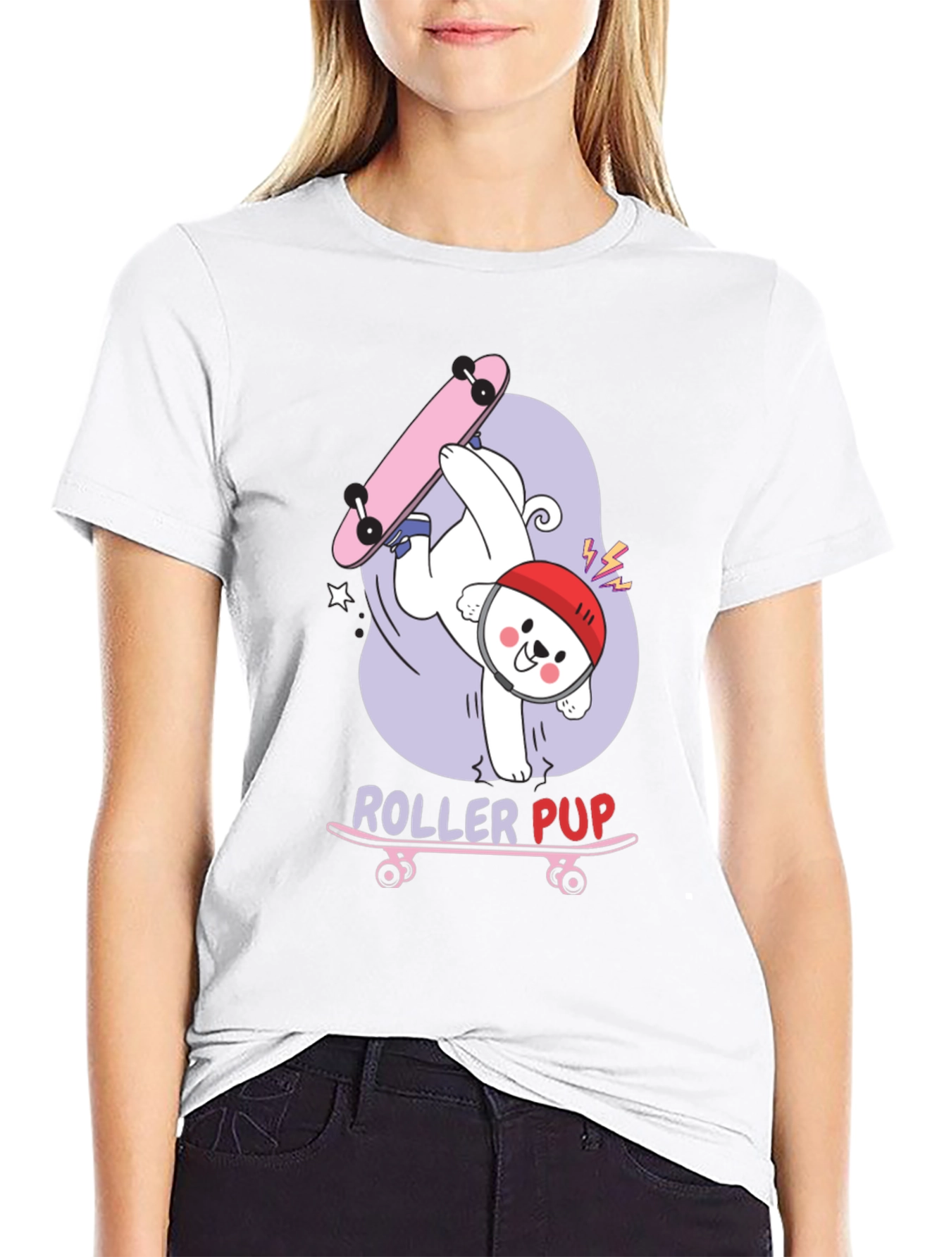 Roller Pup Graphic T-Shirt - Skateboarding Dog Tee