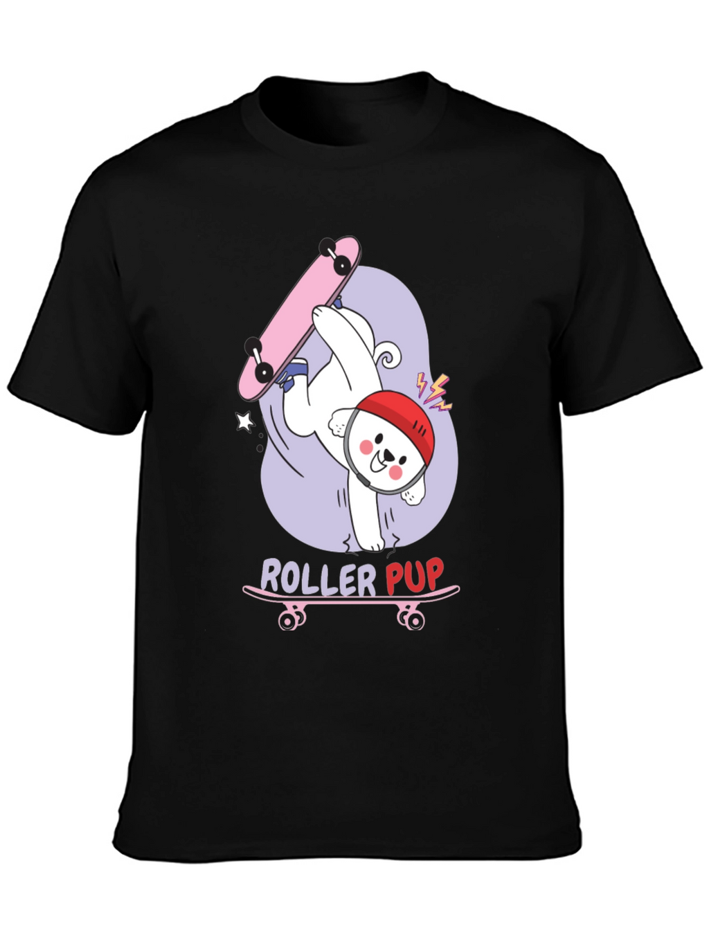 Roller Pup Graphic T-Shirt - Skateboarding Dog Tee