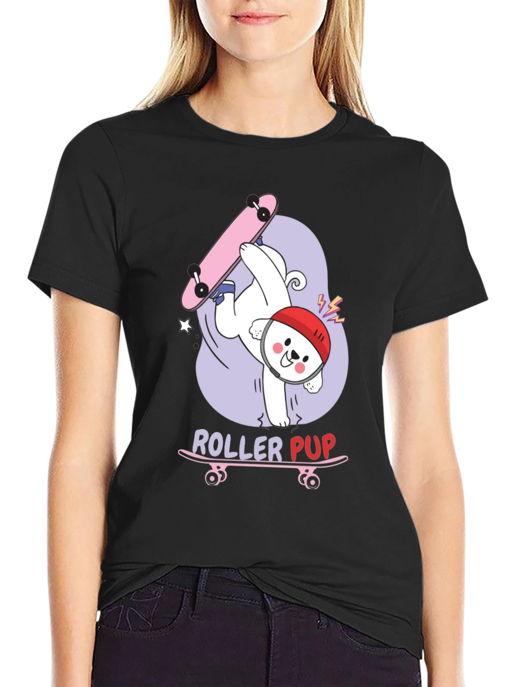 Roller Pup Graphic T-Shirt - Skateboarding Dog Tee