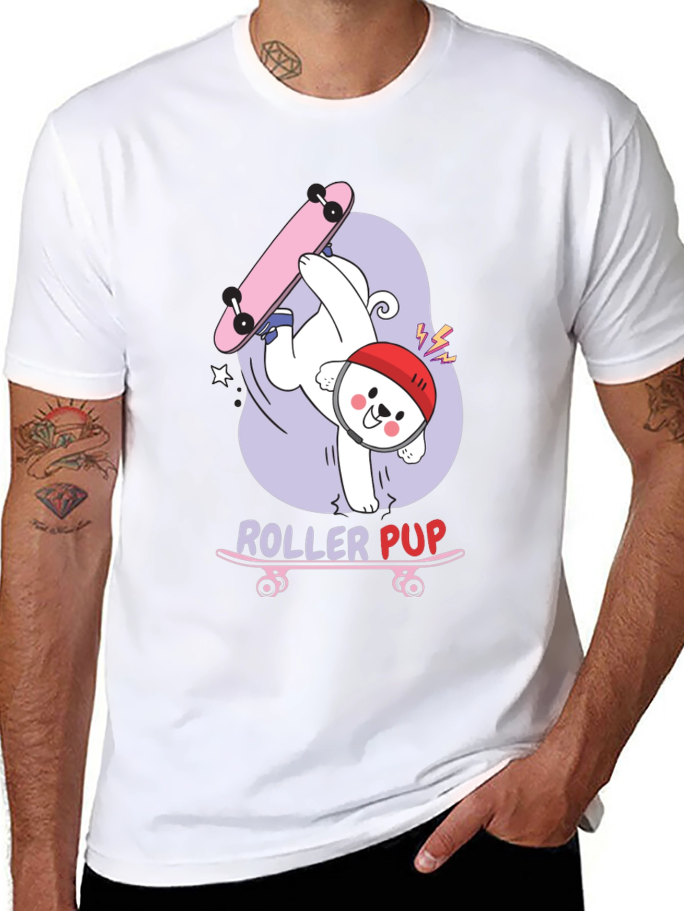 Roller Pup Graphic T-Shirt - Skateboarding Dog Tee
