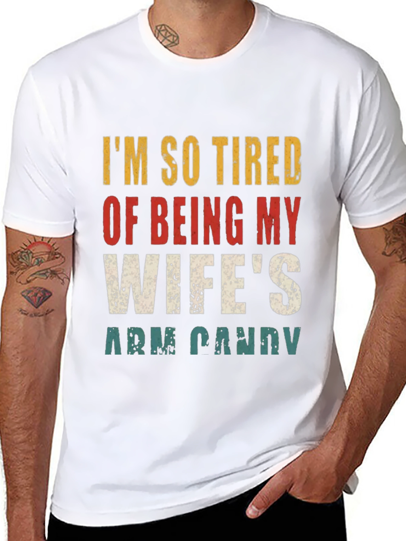 Funny Mens Wifes Arm Candy Graphic Tee
