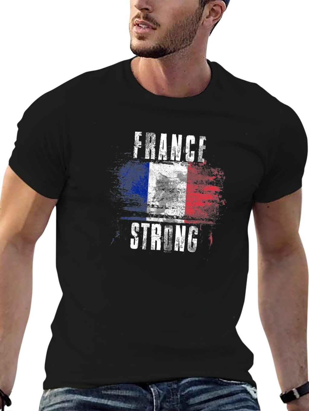 France Strong Flag Graphic Mens T-Shirt