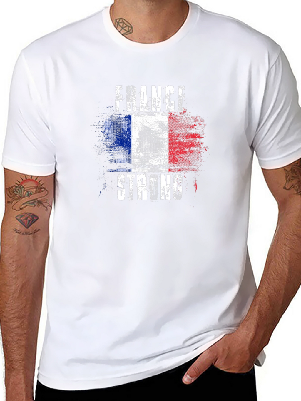 France Strong Flag Graphic Mens T-Shirt