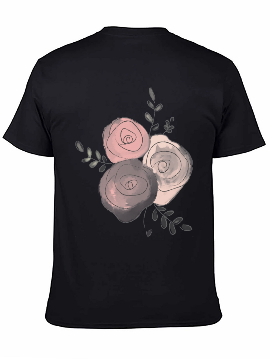 Floral Rose Graphic Black T-Shirt