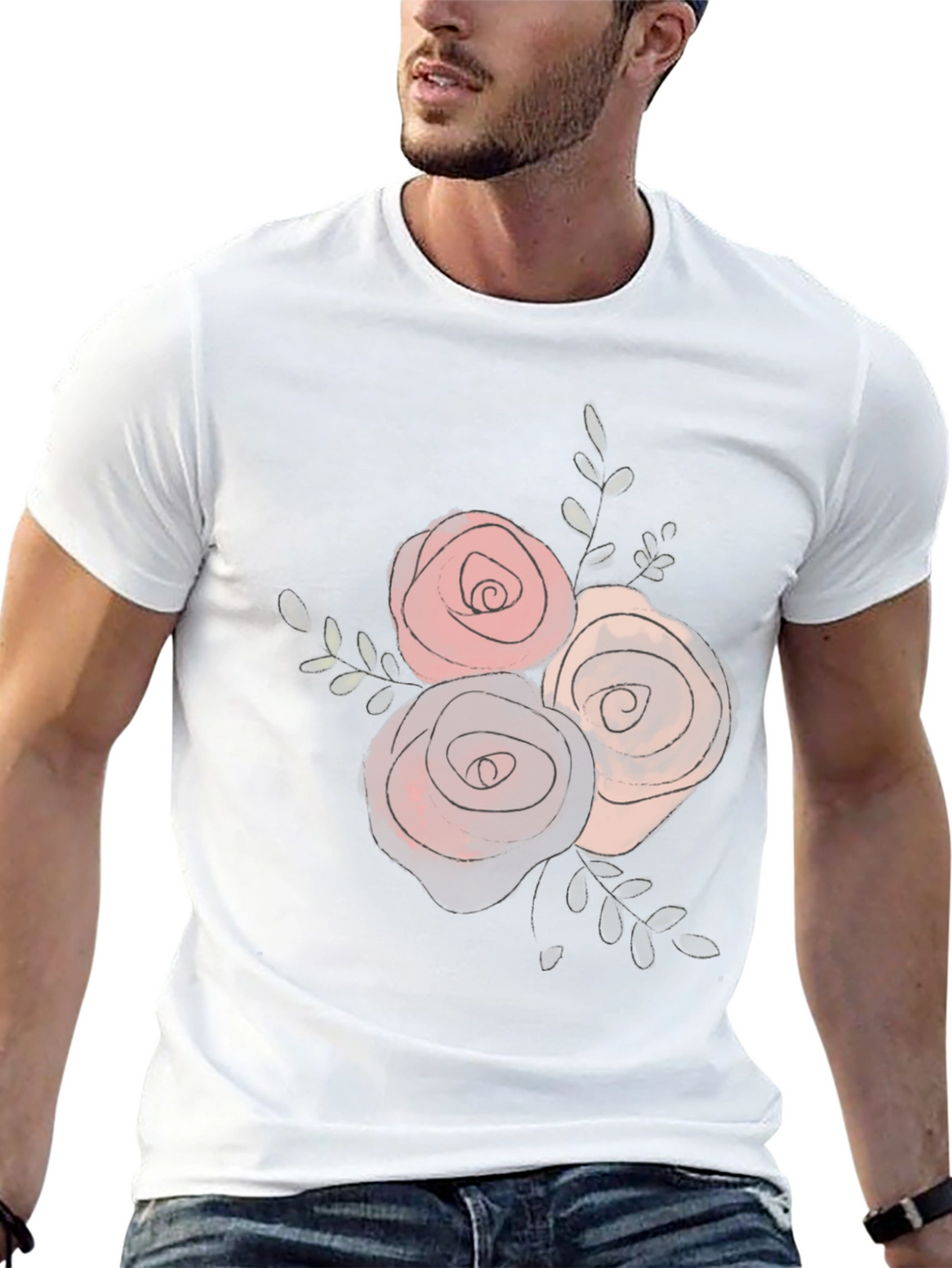 Floral Rose Graphic Black T-Shirt