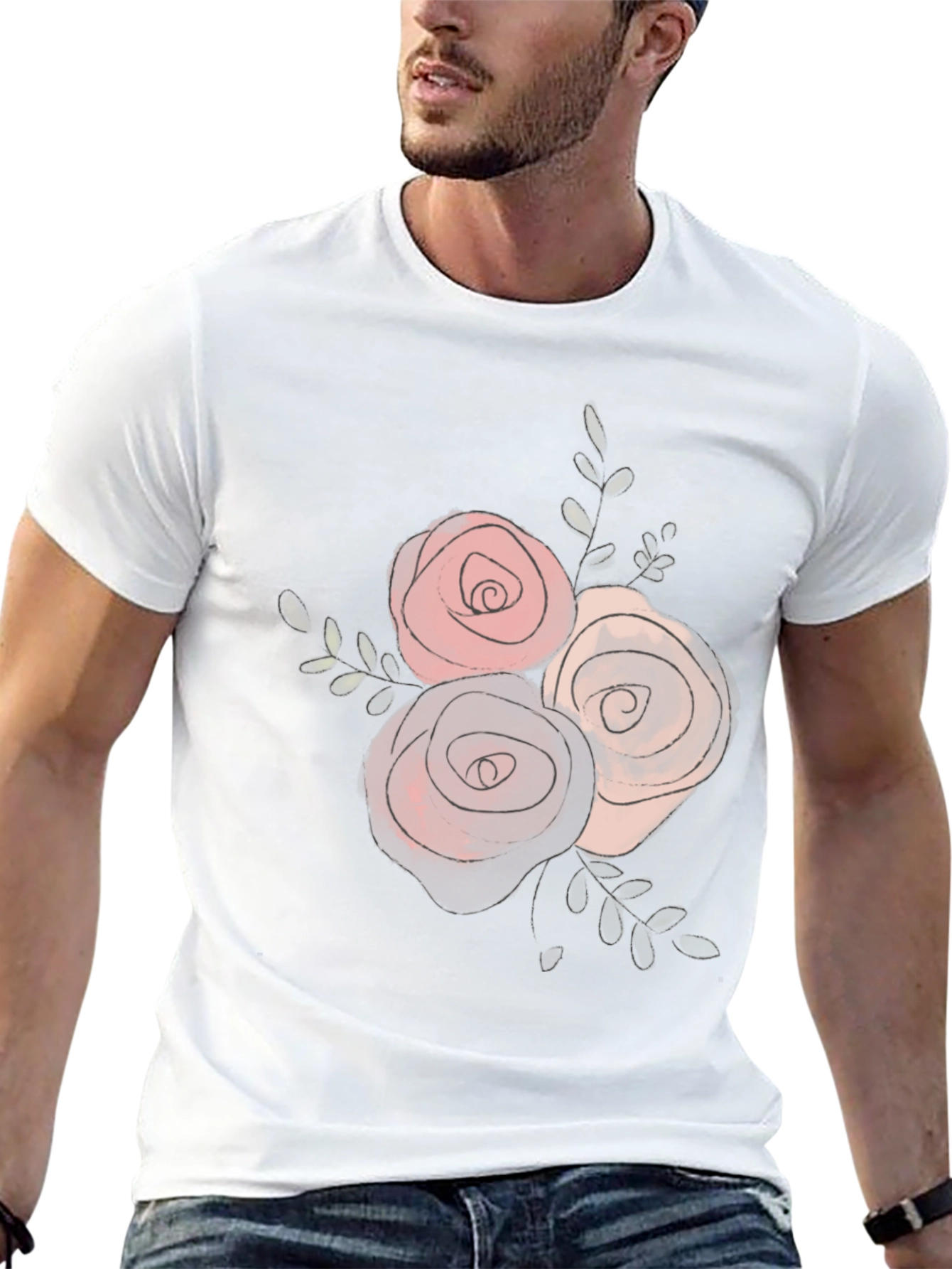 Floral Rose Graphic Black T-Shirt