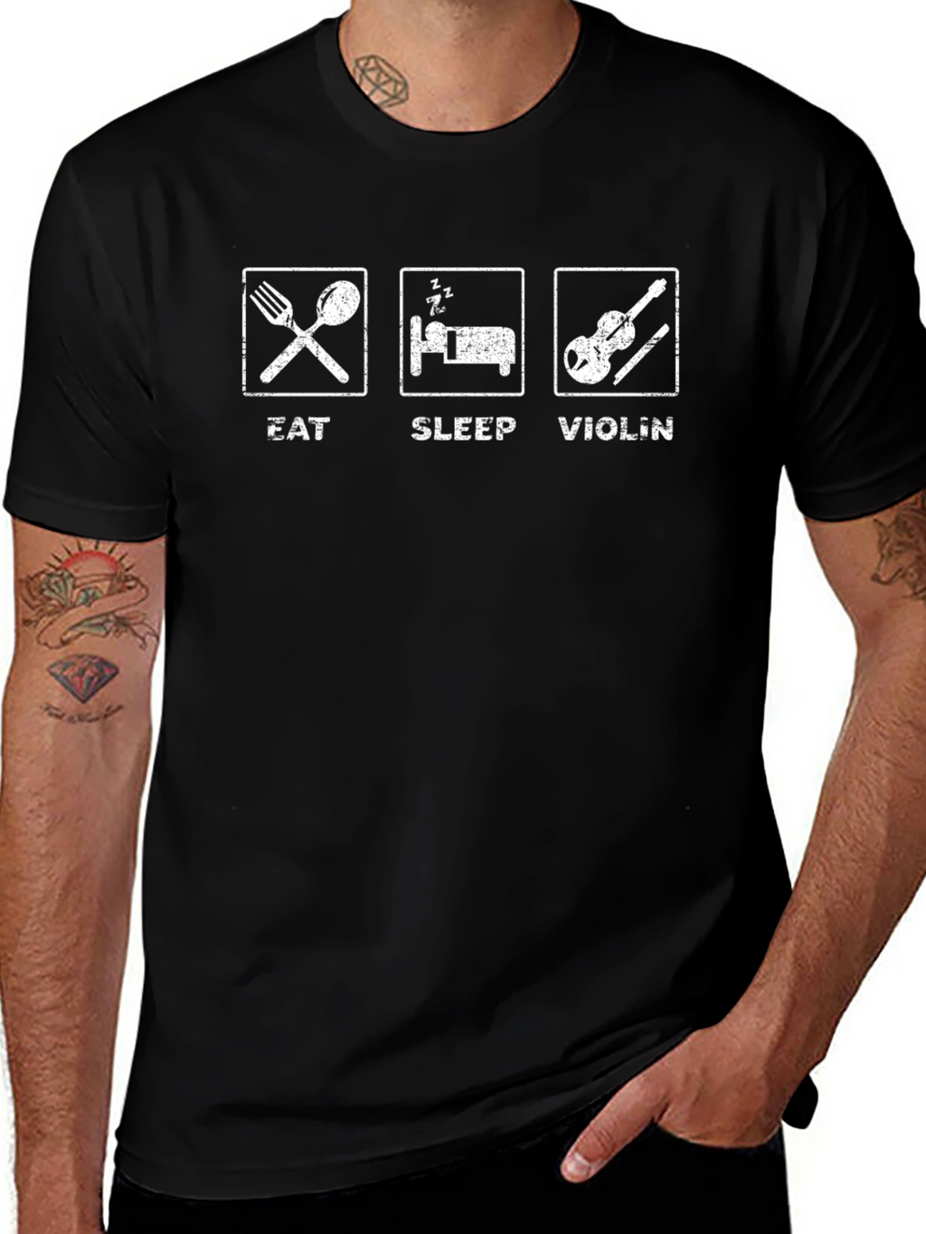 Eat Sleep Violin Black Graphic T-Shirt