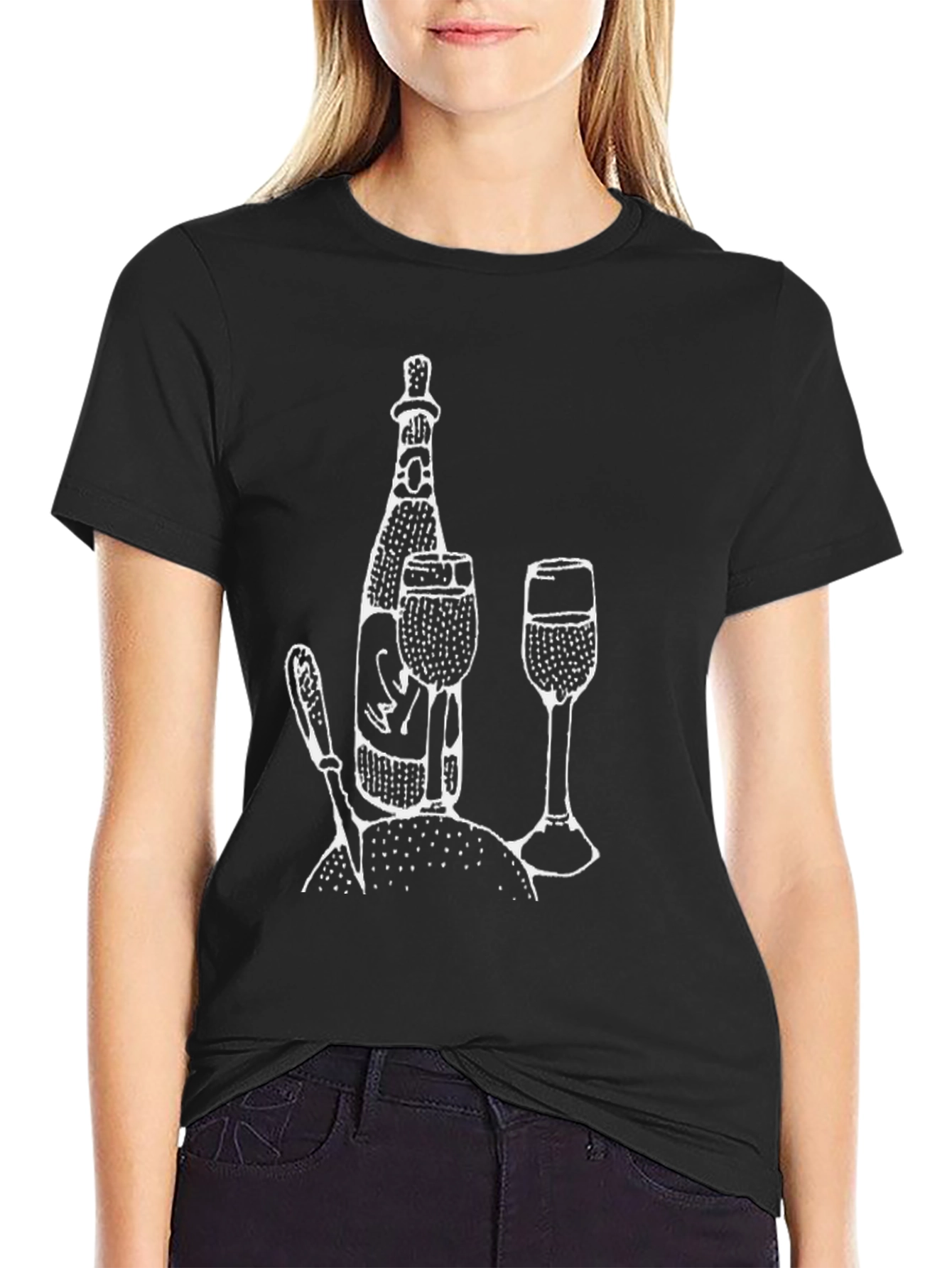 Wine Time T-Shirt - Black Graphic Tee