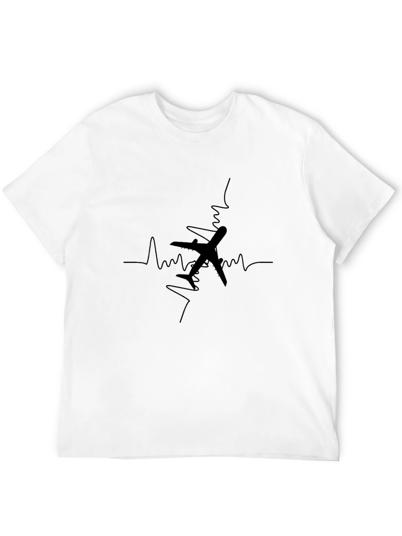 Black Plane Heartbeat Graphic Tee