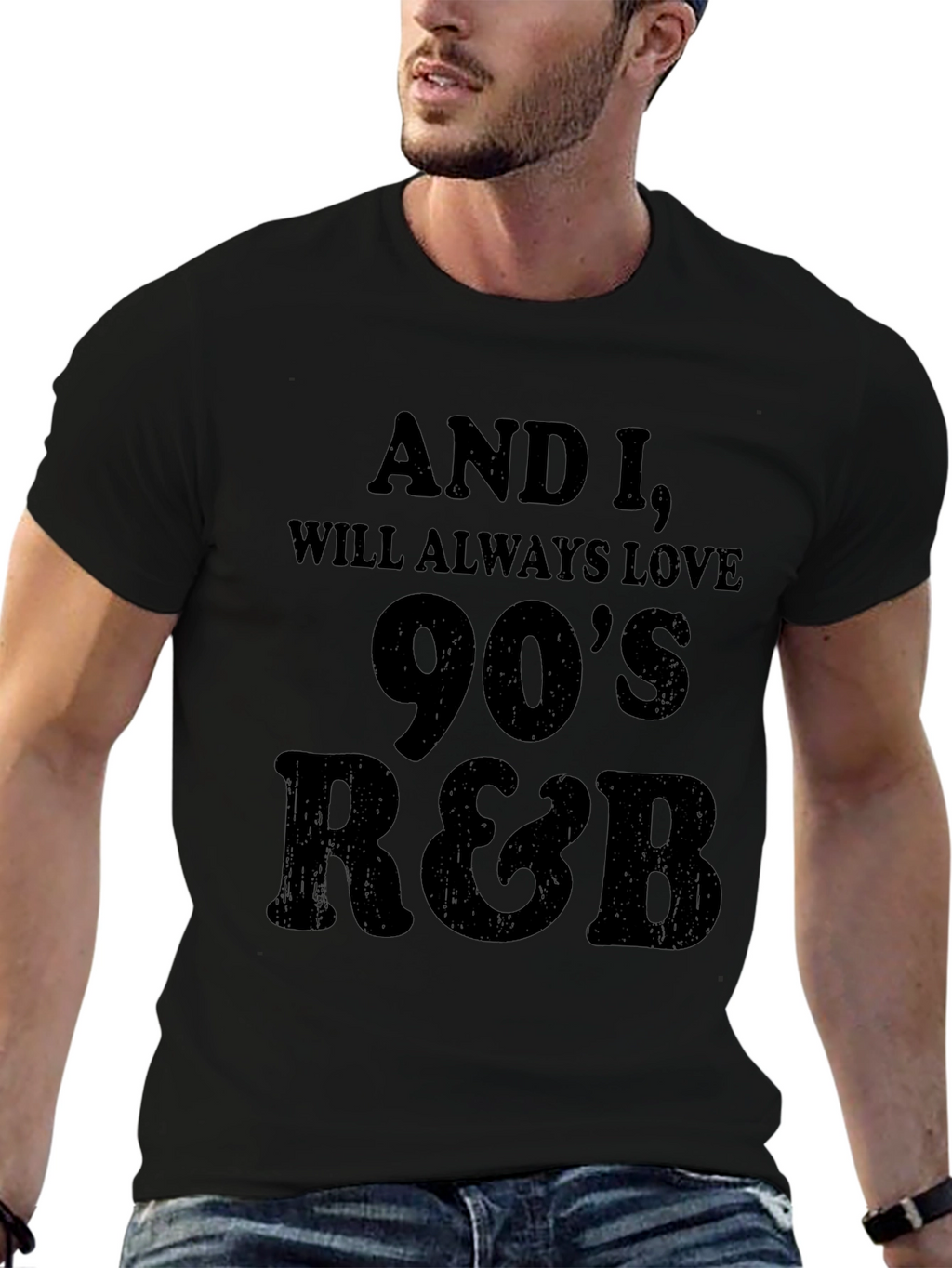 90s R&B T-Shirt - Mens Black Graphic Tee