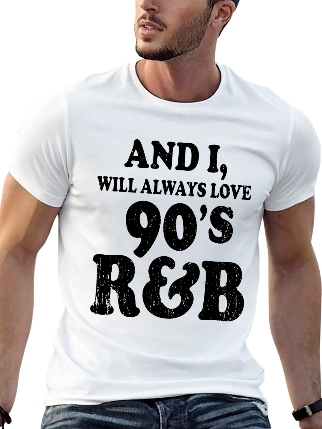 90s R&B T-Shirt - Mens Black Graphic Tee