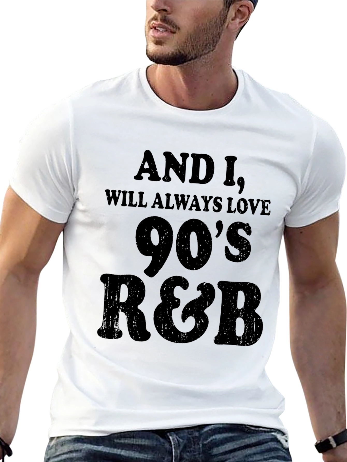 90s R&B T-Shirt - Mens Black Graphic Tee