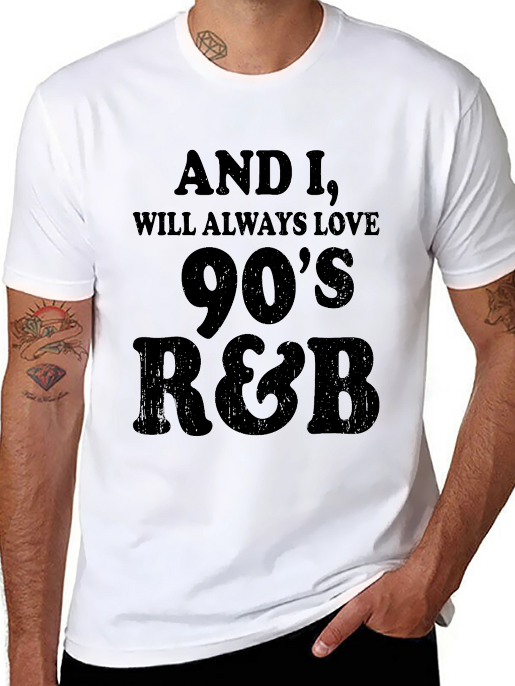 90s R&B T-Shirt - Mens Black Graphic Tee