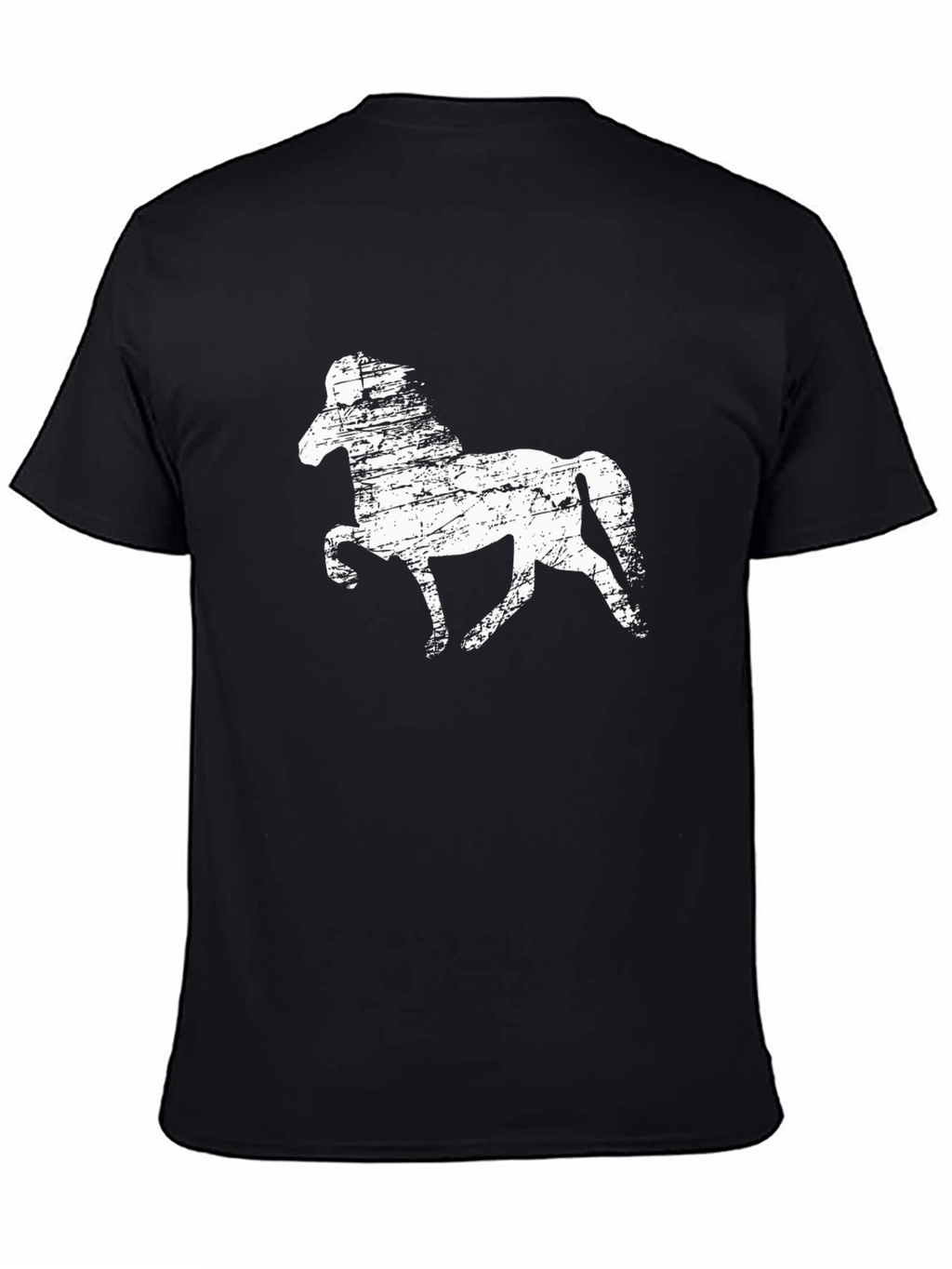 Black Horse Graphic Tee - Distressed Style