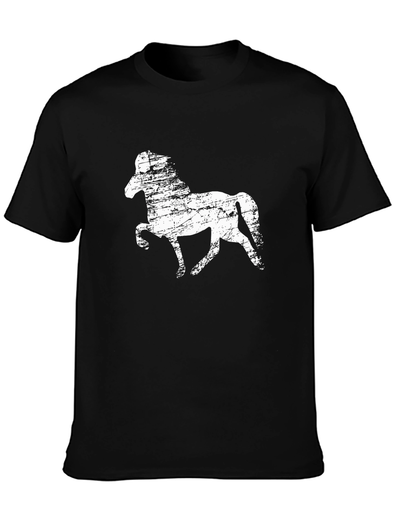 Black Horse Graphic Tee - Distressed Style
