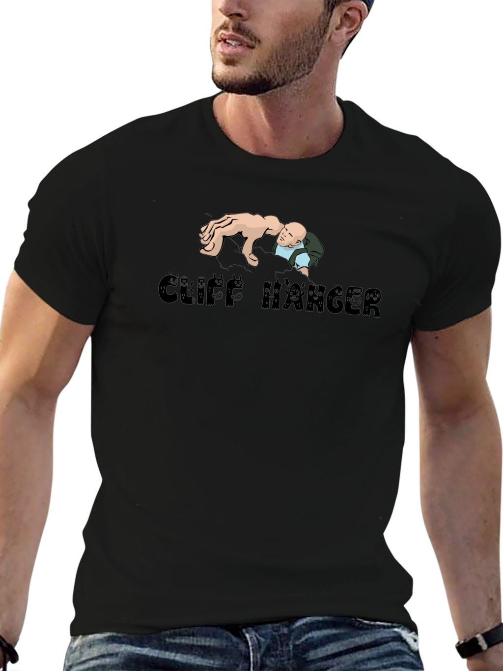 Cliff Hanger Graphic T-Shirt - Classic Novelty Tee