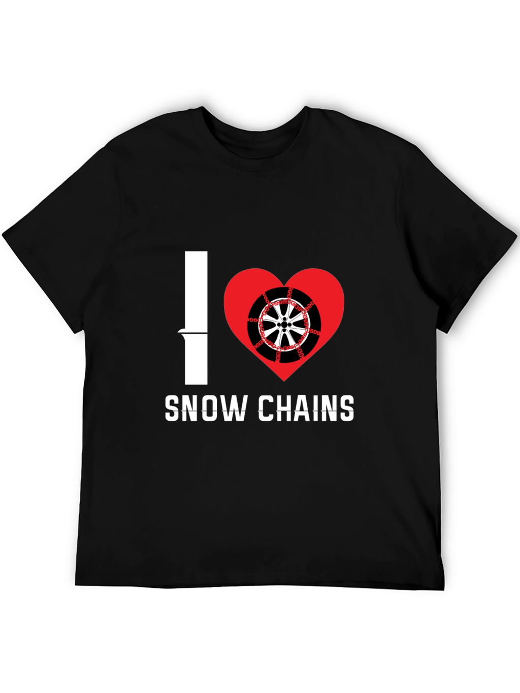 I Heart Snow Chains Black T-Shirt