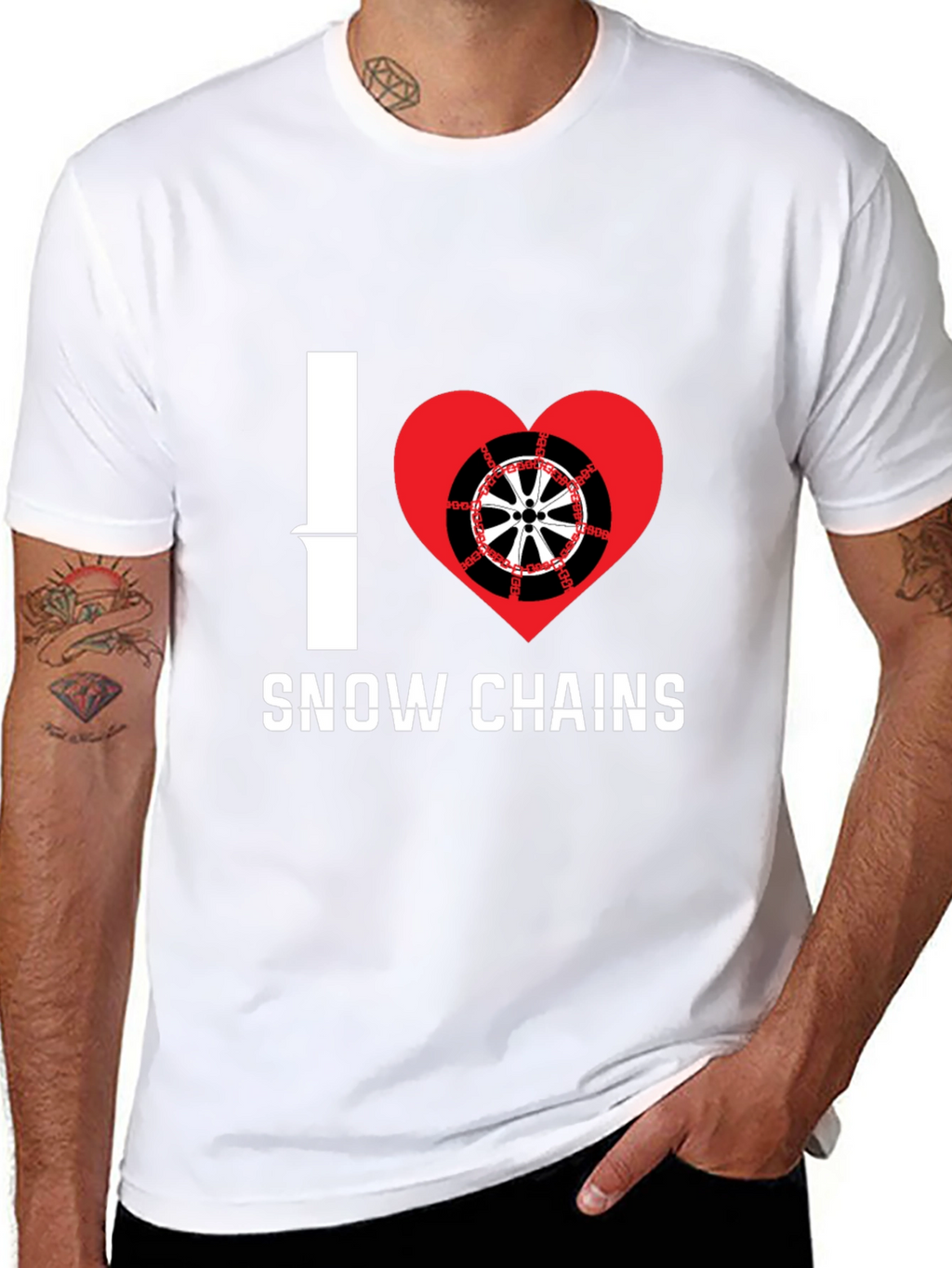 I Heart Snow Chains Black T-Shirt