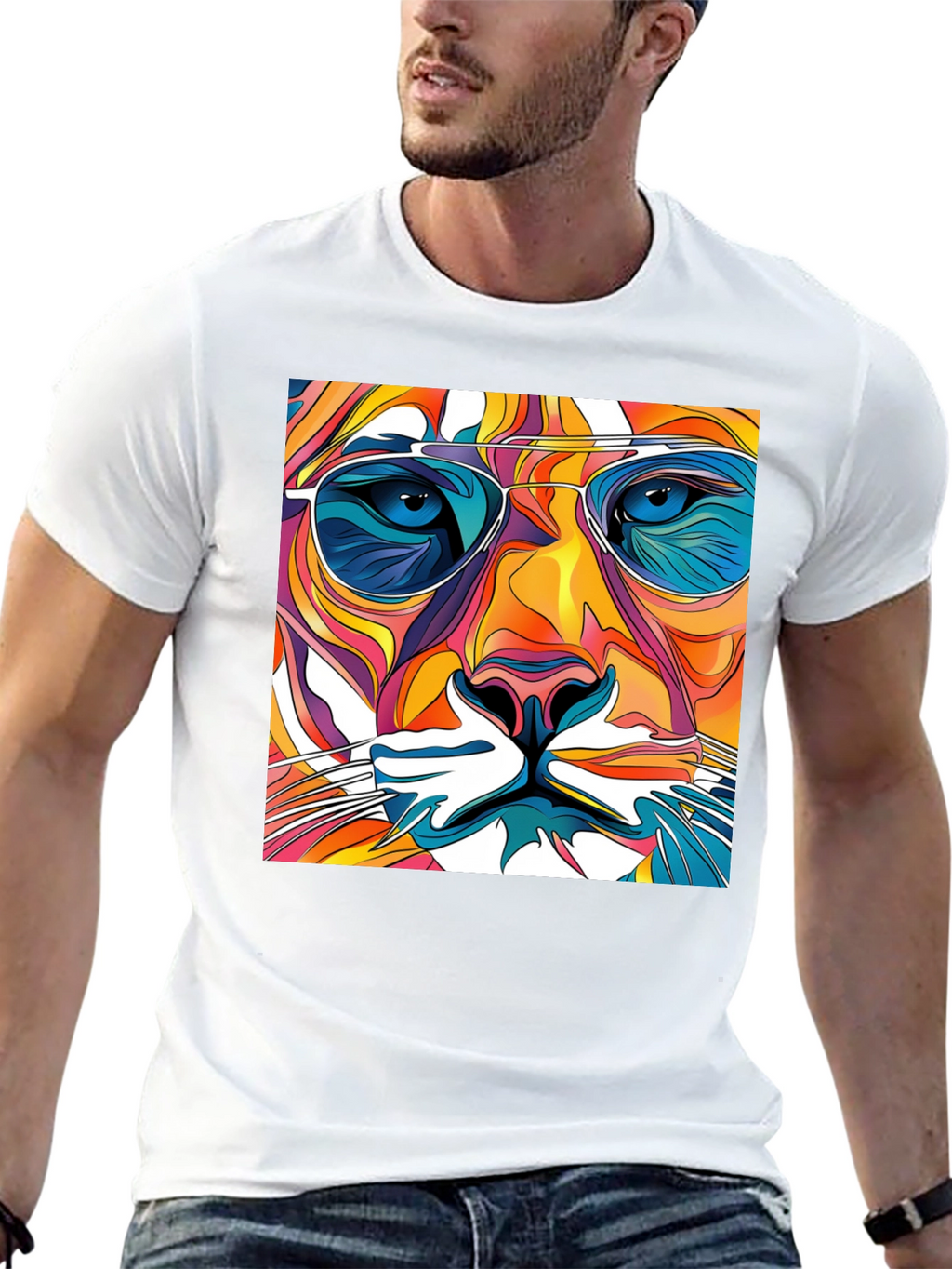 Cool Cat Graphic Tee - Funky Animal Print T-Shirt