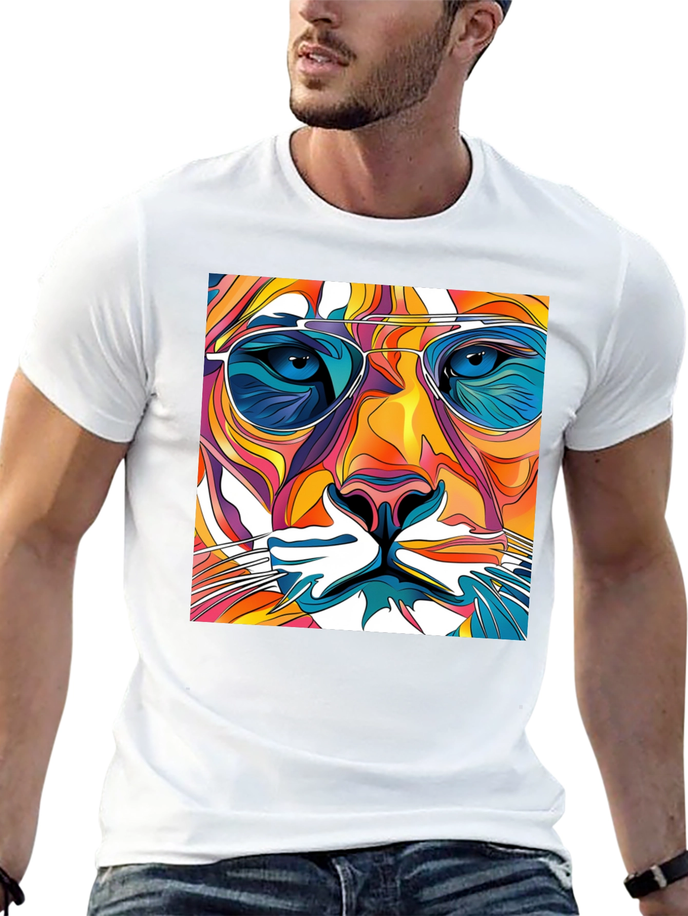 Cool Cat Graphic Tee - Funky Animal Print T-Shirt