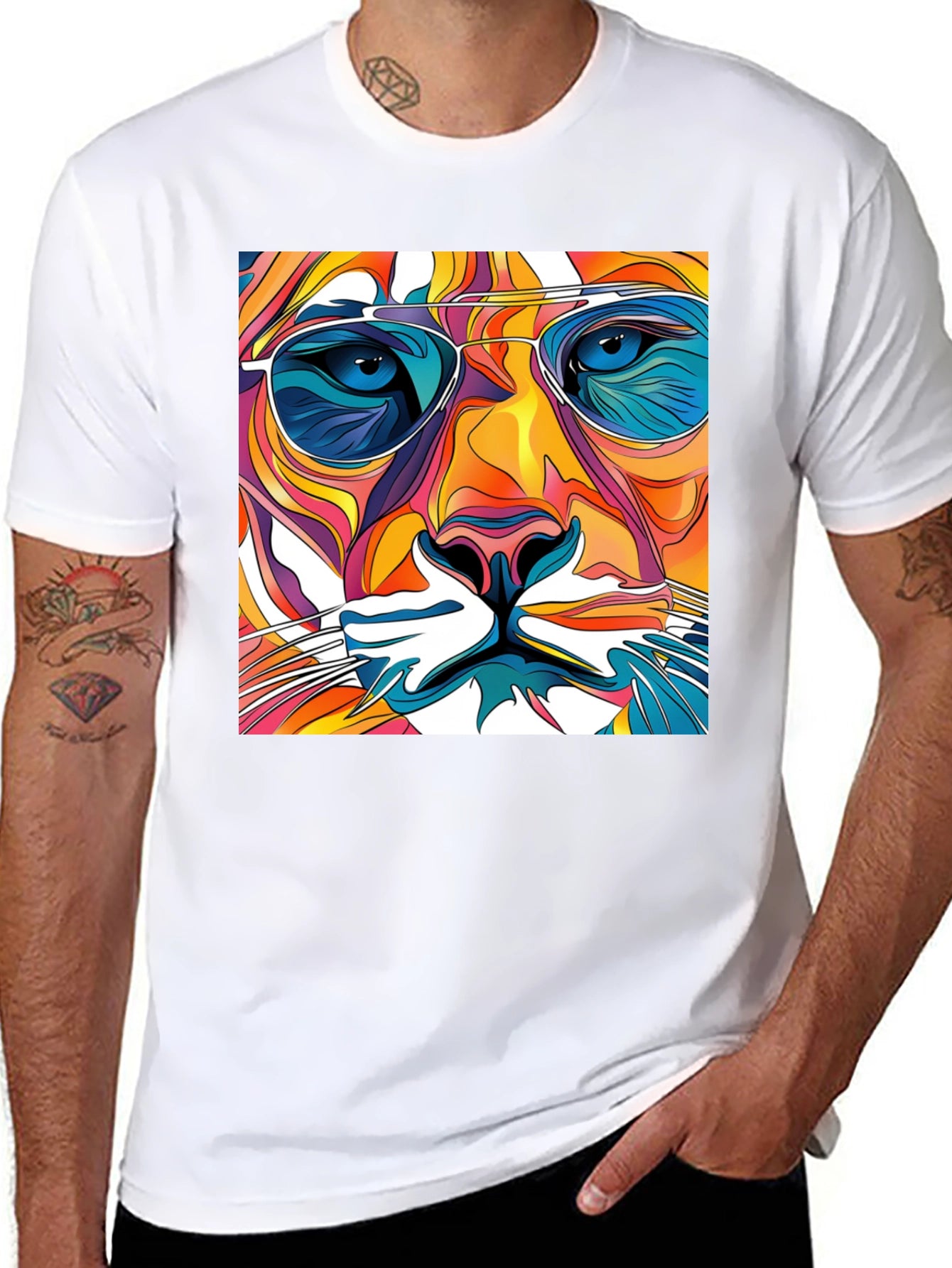 Cool Cat Graphic Tee - Funky Animal Print T-Shirt