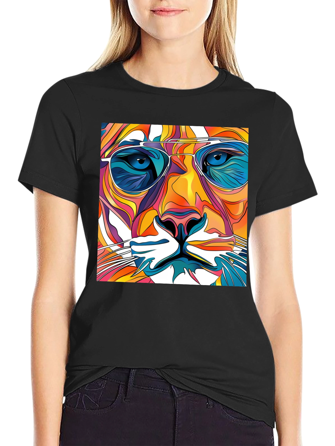 Cool Cat Graphic Tee - Funky Animal Print T-Shirt