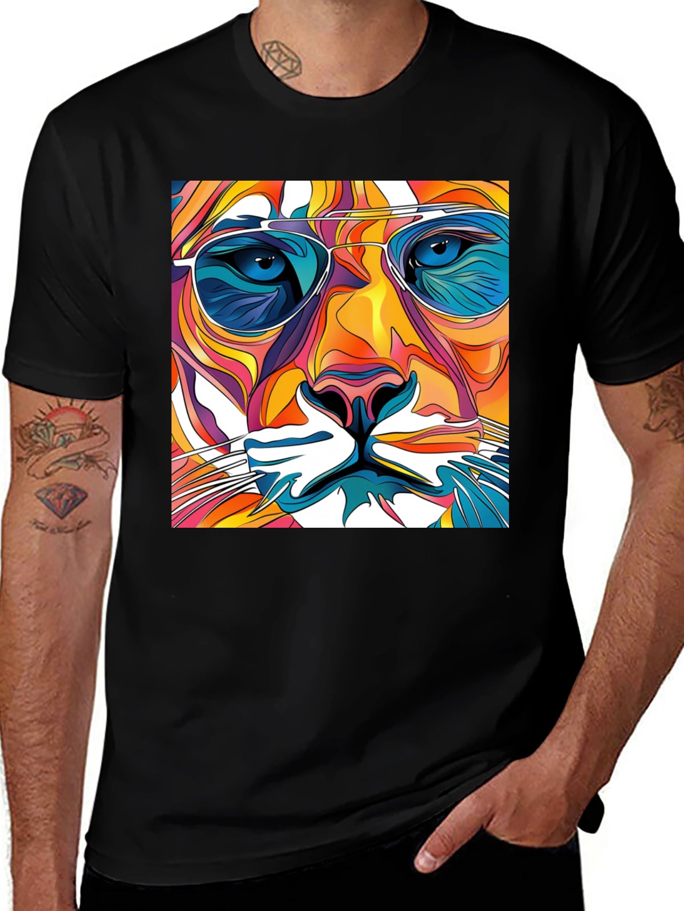Cool Cat Graphic Tee - Funky Animal Print T-Shirt
