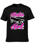 Skater Girl Black T-Shirt - Cool Graphic Tee
