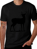 Black Deer Silhouette Graphic T-Shirt