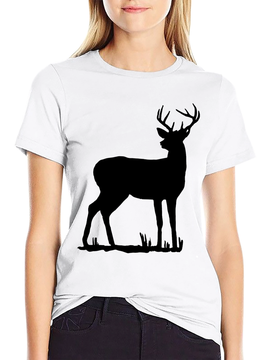 Black Deer Silhouette Graphic T-Shirt