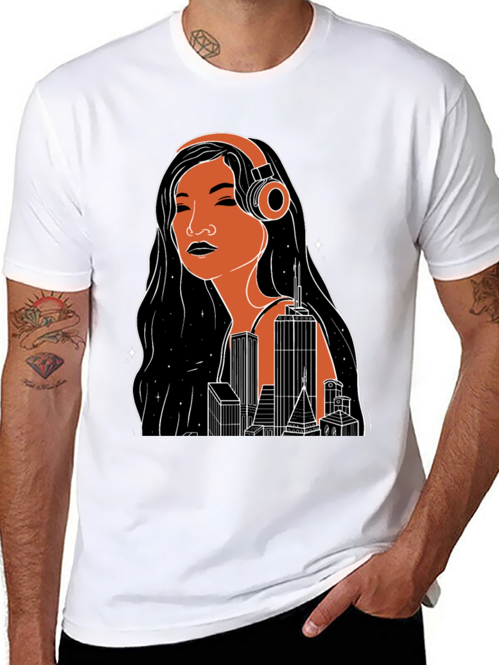 Urban Beats Graphic Tee - Cityscape Woman
