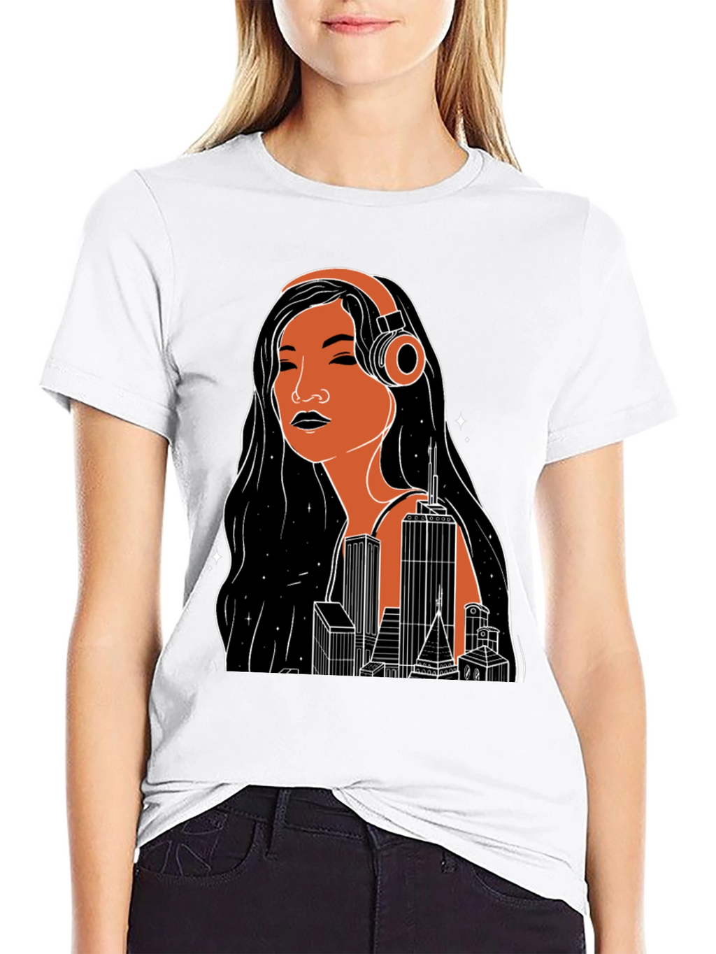 Urban Beats Graphic Tee - Cityscape Woman