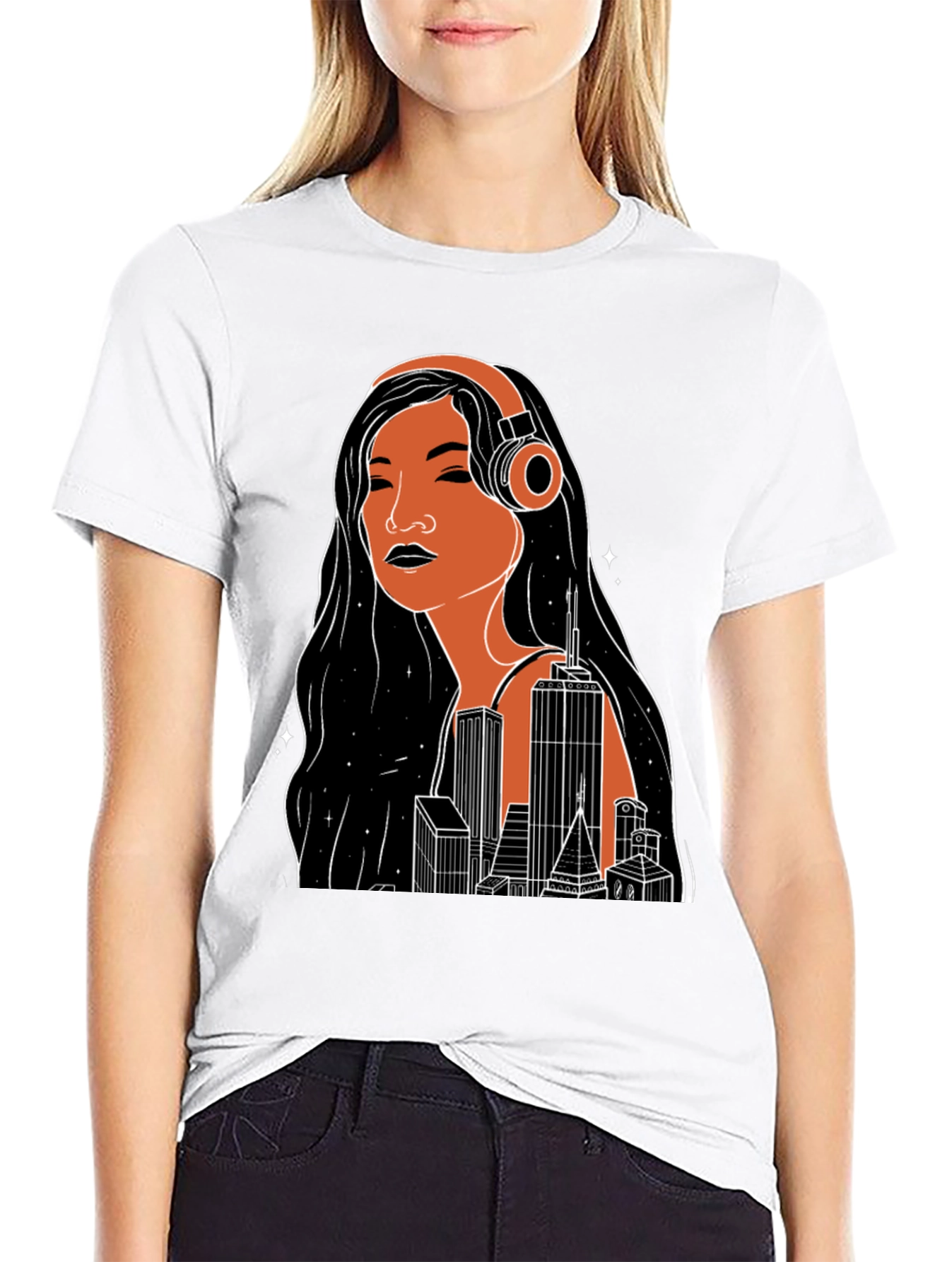 Urban Beats Graphic Tee - Cityscape Woman